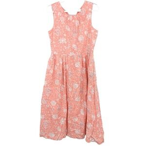 J Crew Women Size Small Dress Tank Long Midi Pink White Floral Cotton Tie
